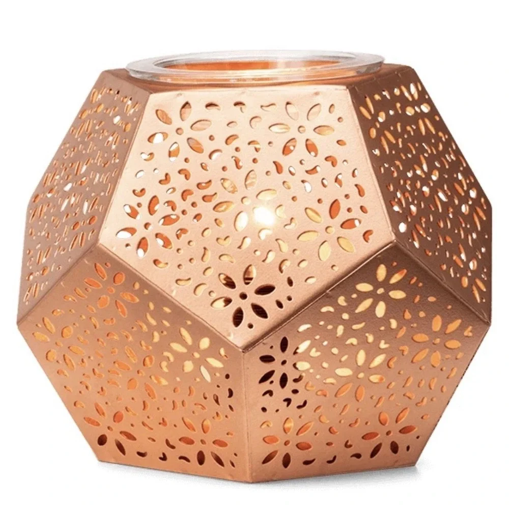 Scentsy Home Wax Warmer Copper Cast‎ Metal w/ Cutouts New in Box Geometric